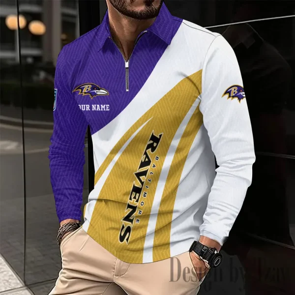Baltimore Ravens Fashion Men's Business Long Sleeve T-Shirt SPTLSPS330 - Image 2