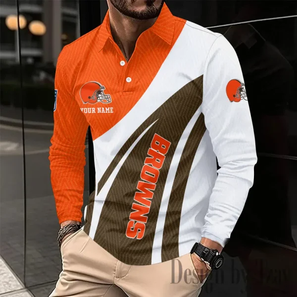 Cleveland Browns Fashion Men's Business Long Sleeve T-Shirt SPTLSPS335