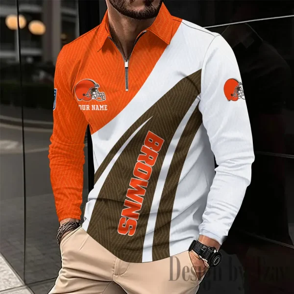 Cleveland Browns Fashion Men's Business Long Sleeve T-Shirt SPTLSPS335 - Image 2