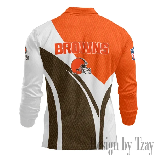 Cleveland Browns Fashion Men's Business Long Sleeve T-Shirt SPTLSPS335 - Image 3