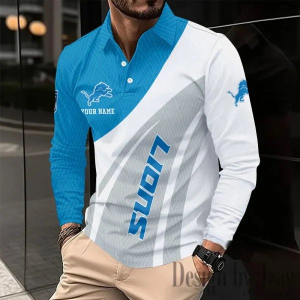 Detroit Lions Fashion Men's Business Long Sleeve T-Shirt SPTLSPS338