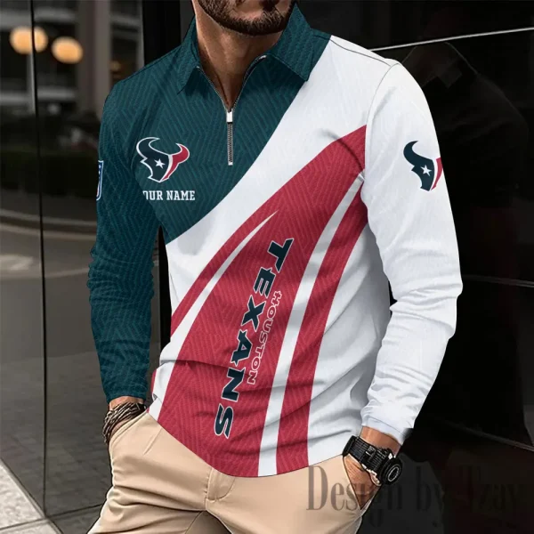 Houston Texans Fashion Men's Business Long Sleeve T-Shirt SPTLSPS340 - Image 2