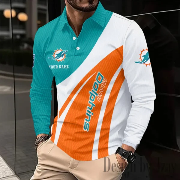 Miami Dolphins Fashion Men's Business Long Sleeve T-Shirt SPTLSPS347