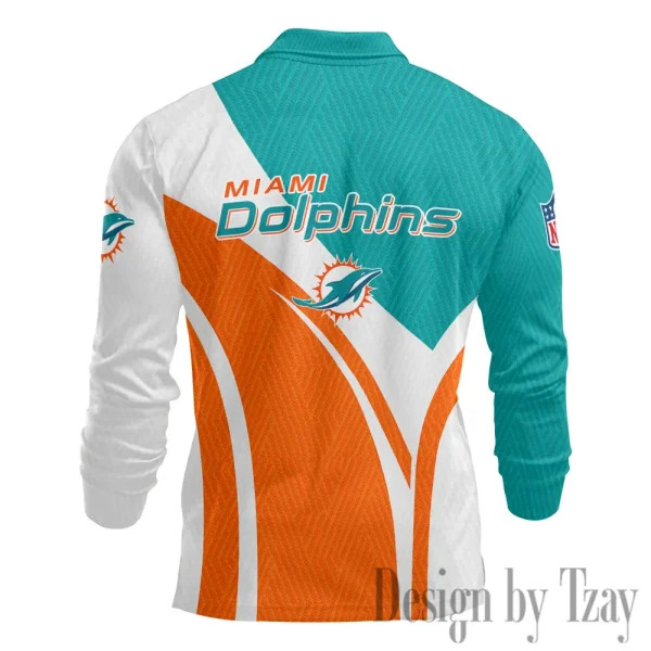 Miami Dolphins Fashion Men's Business Long Sleeve T-Shirt SPTLSPS347 - Image 3