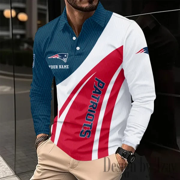 New England Patriots Fashion Men's Business Long Sleeve T-Shirt SPTLSPS349