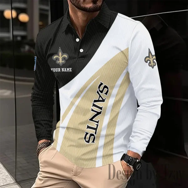 New Orleans Saints Fashion Men's Business Long Sleeve T-Shirt SPTLSPS350