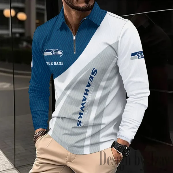 Seattle Seahawks Fashion Men's Business Long Sleeve T-Shirt SPTLSPS356 - Image 2