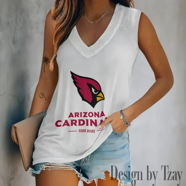 Arizona Cardinals V-neck Sleeveless T-Shirt For Women SPTVNECKWVTS196