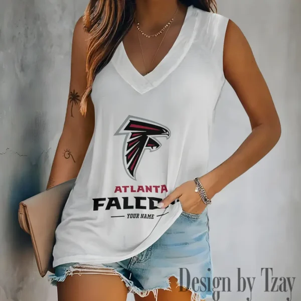 Atlanta Falcons V-neck Sleeveless T-Shirt For Women SPTVNECKWVTS197