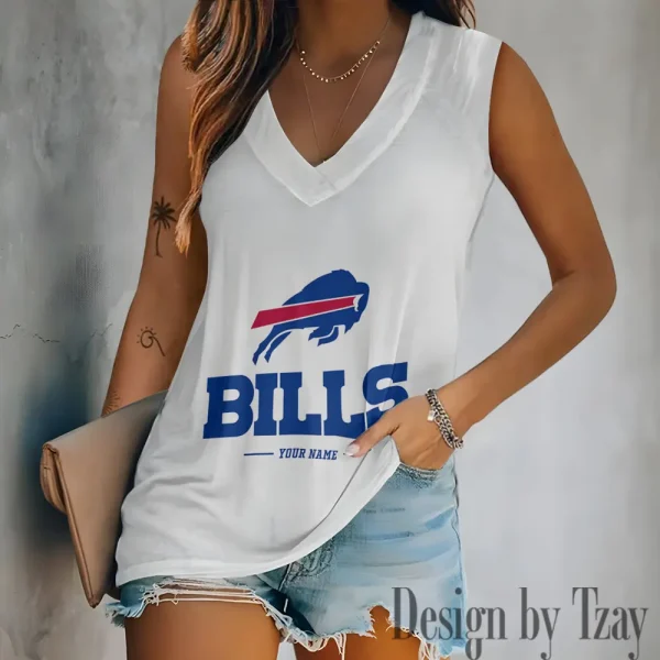 Buffalo Bills V-neck Sleeveless T-Shirt For Women SPTVNECKWVTS199