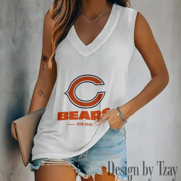 Chicago Bears V-neck Sleeveless T-Shirt For Women SPTVNECKWVTS201