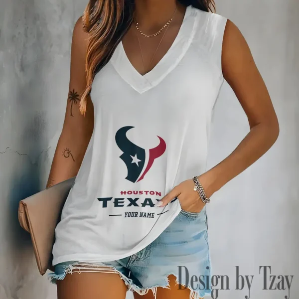 Houston Texans V-neck Sleeveless T-Shirt For Women SPTVNECKWVTS208