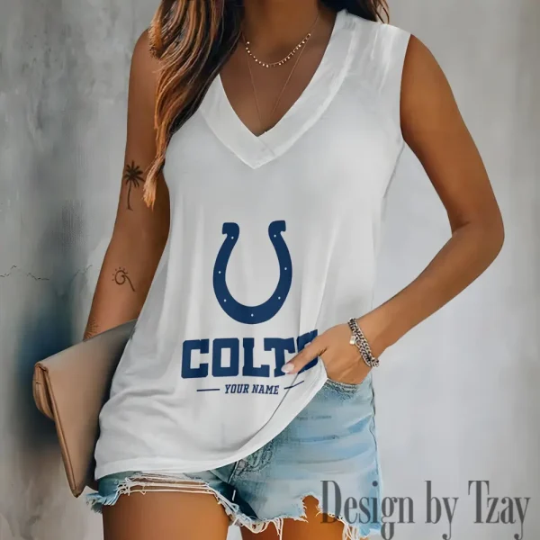 Indianapolis Colts V-neck Sleeveless T-Shirt For Women SPTVNECKWVTS209