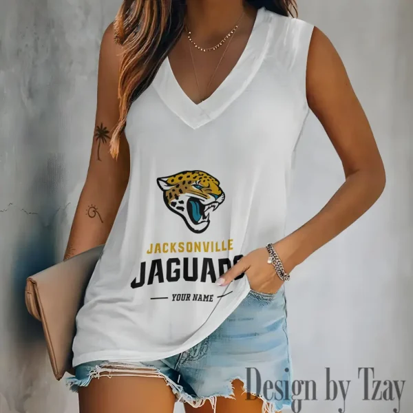 Jacksonville Jaguars V-neck Sleeveless T-Shirt For Women SPTVNECKWVTS210