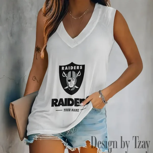 Las Vegas Raiders V-neck Sleeveless T-Shirt For Women SPTVNECKWVTS212
