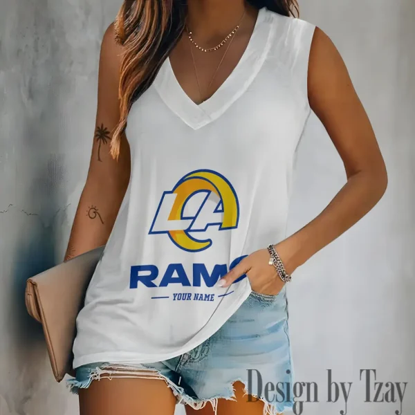 Los Angeles Rams V-neck Sleeveless T-Shirt For Women SPTVNECKWVTS214