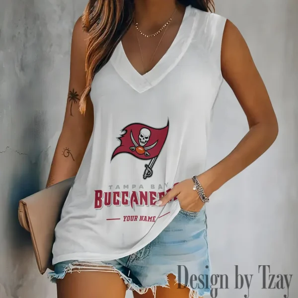 Tampa Bay Buccaneers V-neck Sleeveless T-Shirt For Women SPTVNECKWVTS225