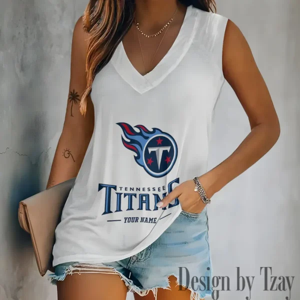 Tennessee Titans V-neck Sleeveless T-Shirt For Women SPTVNECKWVTS226
