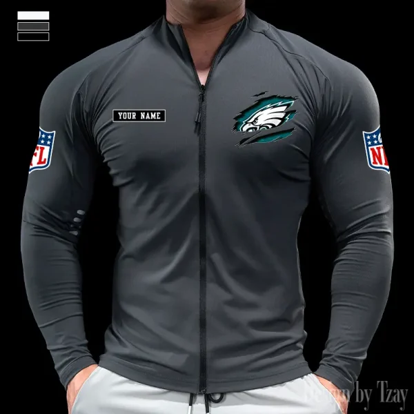 Philadelphia Eagles Cycling Men Jersey Long Sleeve Thin Trending 2025 SPTCMJST026 - Image 3