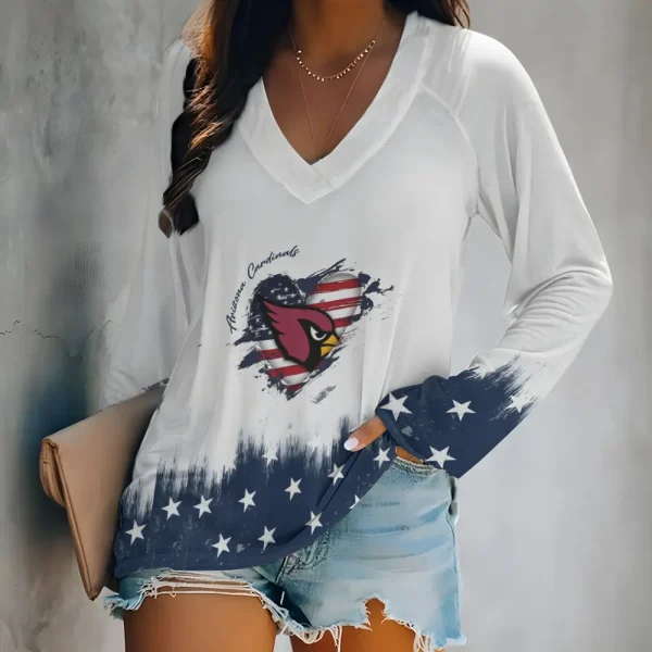 Arizona Cardinals Women's Long sleeves T-shirt V-neck Trending 2025 BGVPS362