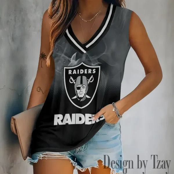 Las Vegas Raiders Tank Top Camisole Women Fashion V-Neck Short Sleeve Tshirt SPTVNECKWVTS310