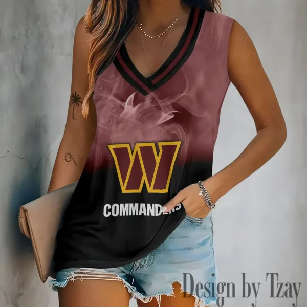 Washington Commanders Tank Top Camisole Women Fashion V-Neck Short Sleeve Tshirt SPTVNECKWVTS325