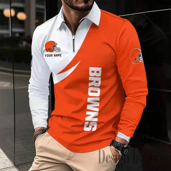 Cleveland Browns Fashion Men's Business Long Sleeve T-Shirt SPTLSPS367