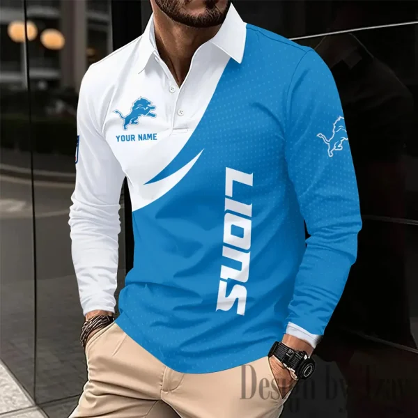 Detroit Lions Fashion Men's Business Long Sleeve T-Shirt SPTLSPS370