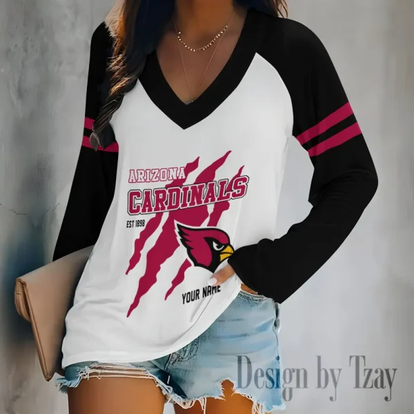 Arizona Cardinals Women's Long sleeves T-shirt V-neck Trending 2025 BGVPS395