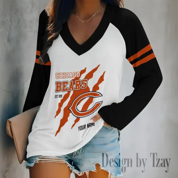 Chicago Bears Women's Long sleeves T-shirt V-neck Trending 2025 BGVPS400