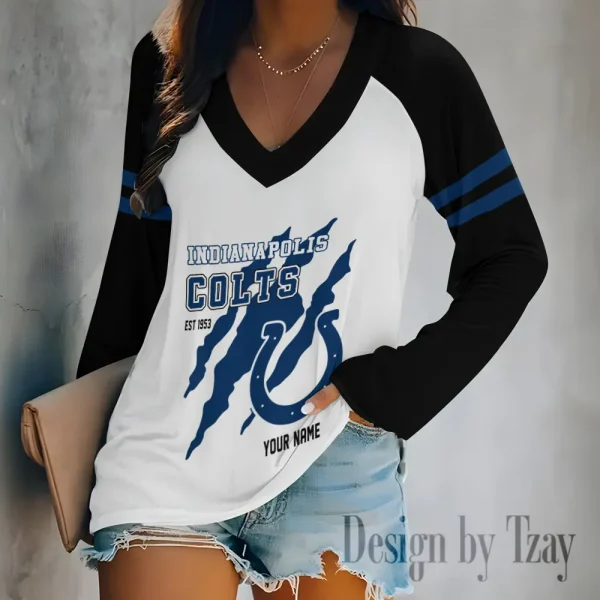 Indianapolis Colts Women's Long sleeves T-shirt V-neck Trending 2025 BGVPS408