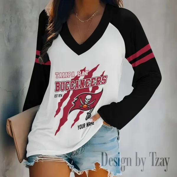 Tampa Bay Buccaneers Women's Long sleeves T-shirt V-neck Trending 2025 BGVPS424