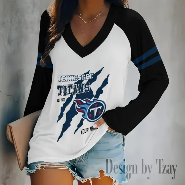 Tennessee Titans Women's Long sleeves T-shirt V-neck Trending 2025 BGVPS425