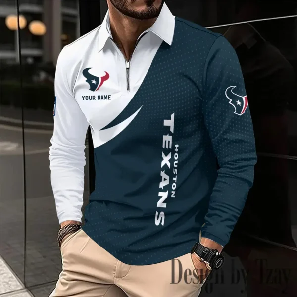 Houston Texans Fashion Men's Business Long Sleeve T-Shirt SPTLSPS372