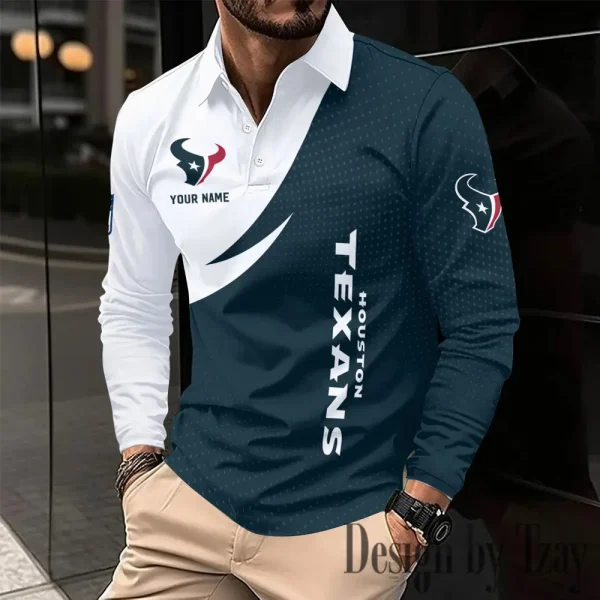 Houston Texans Fashion Men's Business Long Sleeve T-Shirt SPTLSPS372 - Image 2