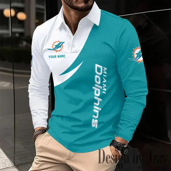 Miami Dolphins Fashion Men's Business Long Sleeve T-Shirt SPTLSPS379