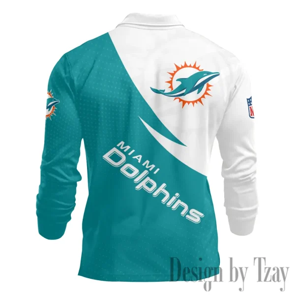 Miami Dolphins Fashion Men's Business Long Sleeve T-Shirt SPTLSPS379 - Image 3