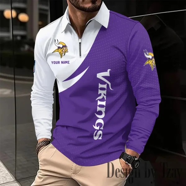Minnesota Vikings Fashion Men's Business Long Sleeve T-Shirt SPTLSPS380 - Image 2
