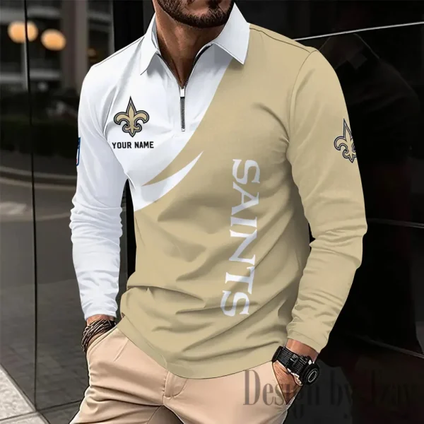 New Orleans Saints Fashion Men's Business Long Sleeve T-Shirt SPTLSPS382 - Image 2