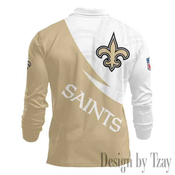 New Orleans Saints Fashion Men's Business Long Sleeve T-Shirt SPTLSPS382 - Image 3