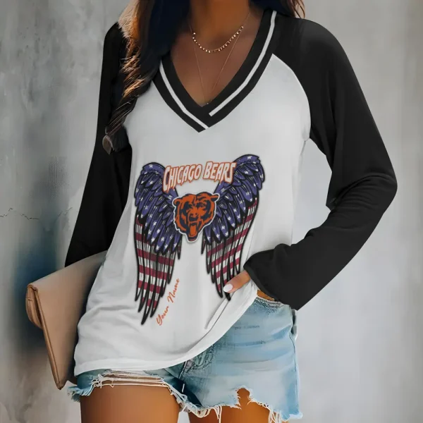 Chicago Bears Women's Long sleeves T-shirt V-neck Trending 2025 BGVPS432