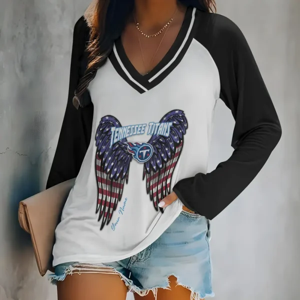 Tennessee Titans Women's Long sleeves T-shirt V-neck Trending 2025 BGVPS457