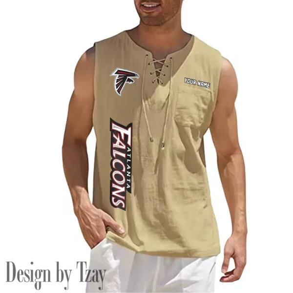 Atlanta Falcons Eye-catching Lace Up Collar Men's Solid Color Beach Pullover Shirt SPTELUCMS002 - Image 4