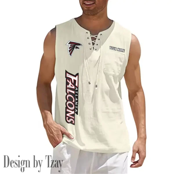 Atlanta Falcons Eye-catching Lace Up Collar Men's Solid Color Beach Pullover Shirt SPTELUCMS002 - Image 5