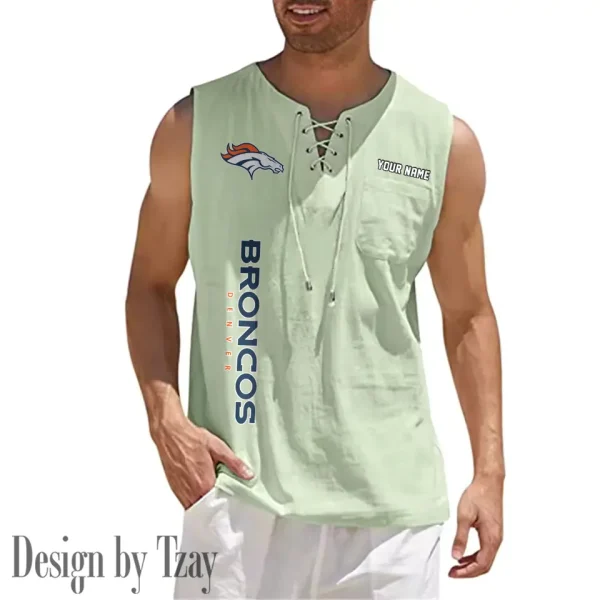 Denver Broncos Eye-catching Lace Up Collar Men's Solid Color Beach Pullover Shirt SPTELUCMS010 - Image 7
