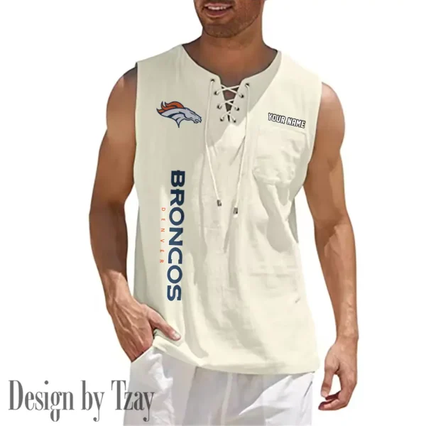 Denver Broncos Eye-catching Lace Up Collar Men's Solid Color Beach Pullover Shirt SPTELUCMS010 - Image 10