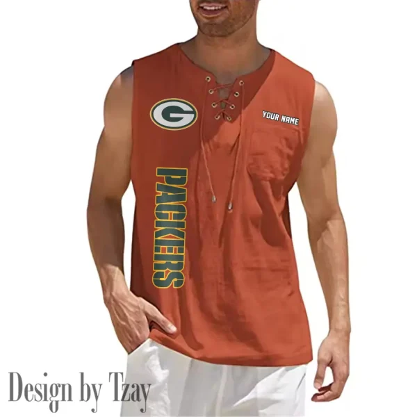 Green Bay Packers Eye-catching Lace Up Collar Men's Solid Color Beach Pullover Shirt SPTELUCMS012 - Image 10