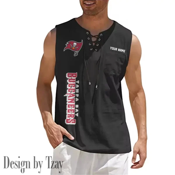 Tampa Bay Buccaneers Eye-catching Lace Up Collar Men's Solid Color Beach Pullover Shirt SPTELUCMS030 - Image 8