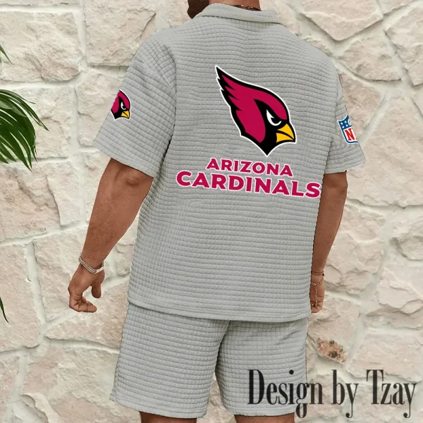 Arizona Cardinals Men's Waffle Knit Short Sleeve Slim Fit Soft Summer And Shorts BSPTWHZSS312 - Image 4