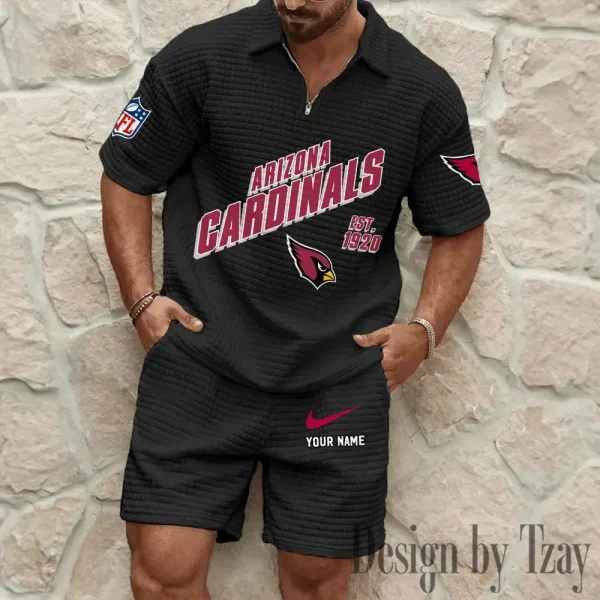 Arizona Cardinals Men's Waffle Knit Short Sleeve Slim Fit Soft Summer And Shorts BSPTWHZSS312